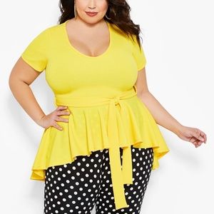 Ashley Stewart High Low Peplum Top